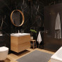 Badkamer met SPC wandpaneel Calacatta Black 265×120 cm zwarte marmerlook