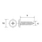 Detail Fronto RVS schroef 19 x 4.2 mm kop en schroefdraad