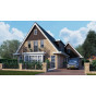 Een gevel in de kleur bruin eiken sponningdeel 143 verticaal gemonteerd