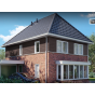Een huis in de kleur bruin eiken keralit potdeksel 177 horizontaal gemonteerd
