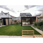tuinhuis bekleed met kunststof fronto multi sponningdeel oak v-black