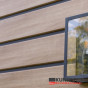 Vinyplus eiken met zwart kunststof gevel bekleding mooi en mag op camping