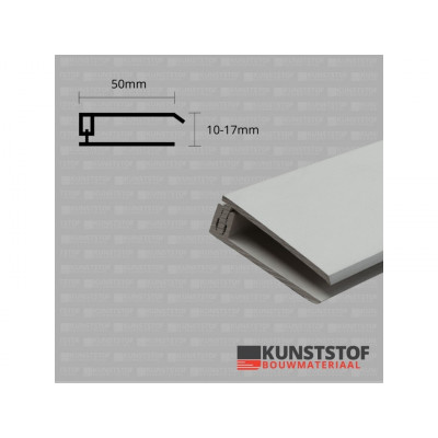 Eurotexx dubbel rabat potdeksel 50mm eindprofiel kunststof gevelbekleding lichtgrijs RAL 7035