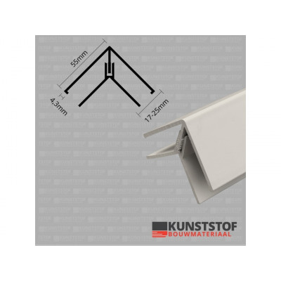 Eurotexx Dubbel Rabat hoekprofiel 2-delig kunststof in de kleur creme ral 9001