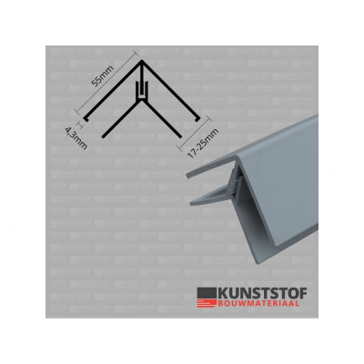 Eurotexx Dubbel Rabat hoekprofiel 2-delig kunststof in de kleur grijs ral 7001