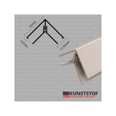 Eurotexx Dubbel Rabat hoekprofiel 2-delig kunststof in de kleur Klei ral n.v.t.