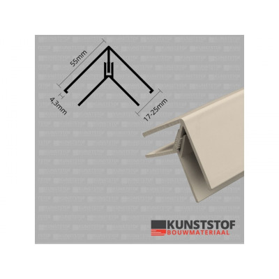 Eurotexx Dubbel Rabat hoekprofiel 2-delig kunststof in de kleur sand ral 1015