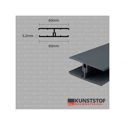 Eurotexx dubbel rabat potdeksel 50mm verbindingsprofiel 2-delig antraciet RAL 7015
