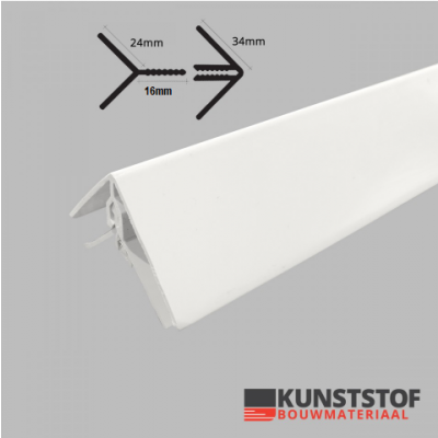 Hoekprofiel eindprofiel kunststof gevelbekleding 16mm in 4 kleuren