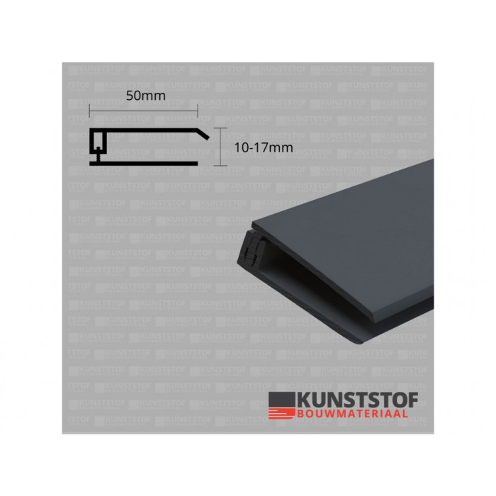 Eurotexx dubbel rabat potdeksel 50mm eindprofiel kunststof gevelbekleding antraciet RAL 7015