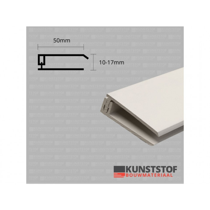 Eurotexx dubbel rabat potdeksel 50mm eindprofiel kunststof gevelbekleding crème RAL 9001
