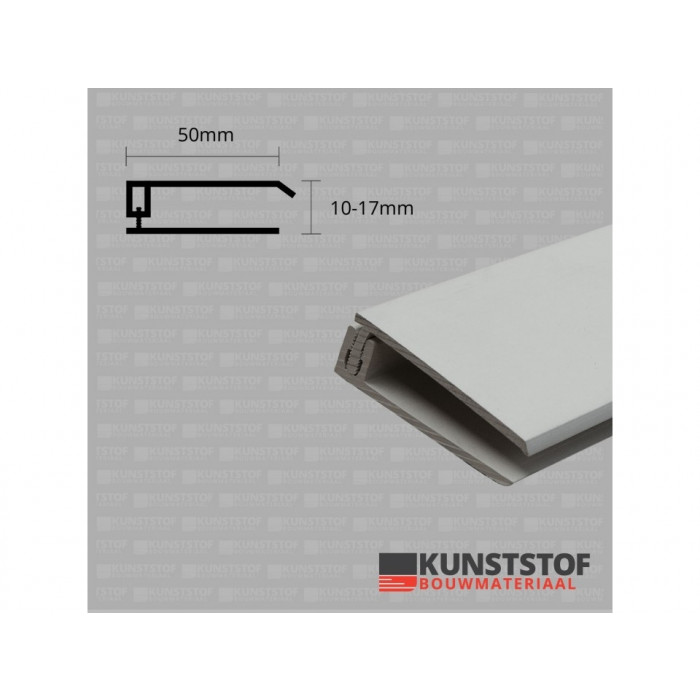 Eurotexx dubbel rabat potdeksel 50mm eindprofiel kunststof gevelbekleding lichtgrijs RAL 7035