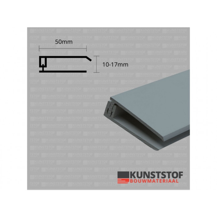 Eurotexx dubbel rabat potdeksel 50mm eindprofiel kunststof gevelbekleding quartzgrijs RAL 7045