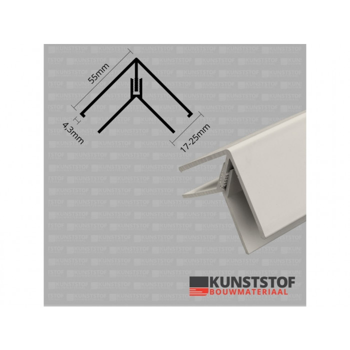 Eurotexx Dubbel Rabat hoekprofiel 2-delig kunststof in de kleur creme ral 9001