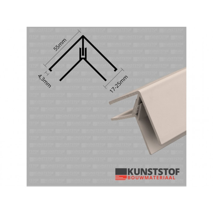 Eurotexx Dubbel Rabat hoekprofiel 2-delig kunststof in de kleur Klei ral n.v.t.