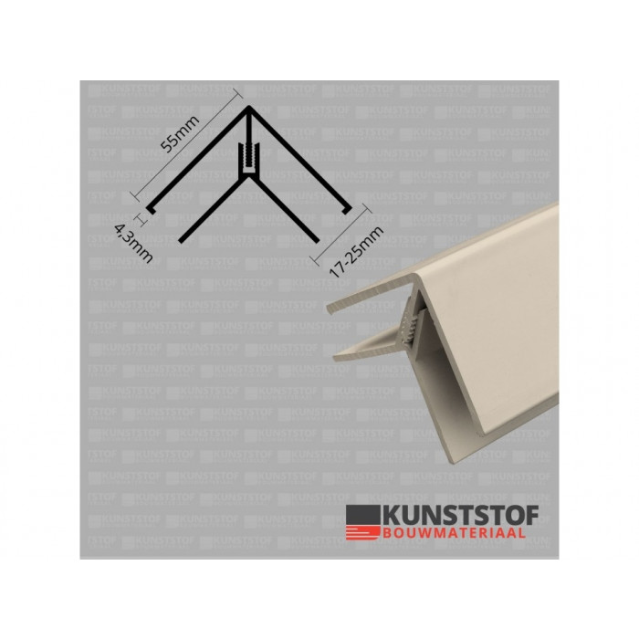 Eurotexx Dubbel Rabat hoekprofiel 2-delig kunststof in de kleur sand ral 1015