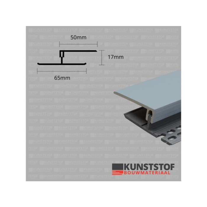 Eurotexx dubbel rabat potdeksel 17mm ventilatie afsluitprofiel kunststof grijs RAL 7001