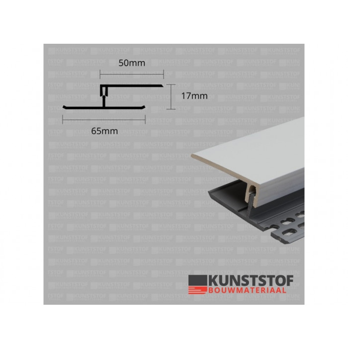 Eurotexx dubbel rabat potdeksel 17mm ventilatie afsluitprofiel kunststof lichtgrijs RAL 7035