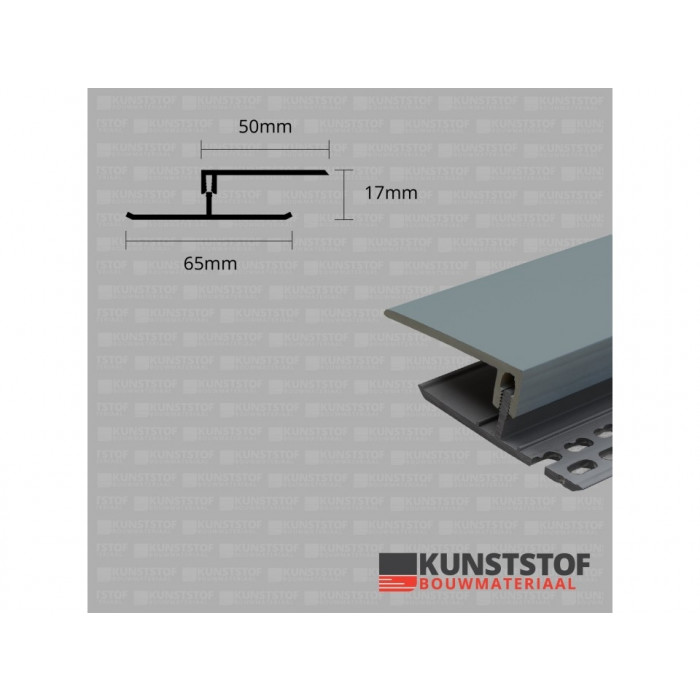 Eurotexx dubbel rabat potdeksel 17mm ventilatie afsluitprofiel kunststof quartzgrijs RAL 7045