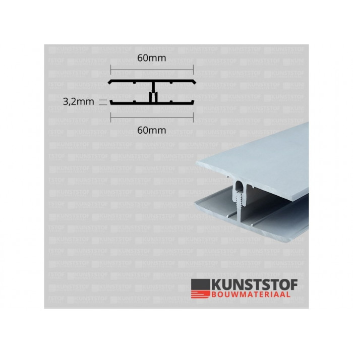 Eurotexx dubbel rabat potdeksel 50mm verbindingsprofiel 2-delig lichtblauw kunststof gevelbekleding