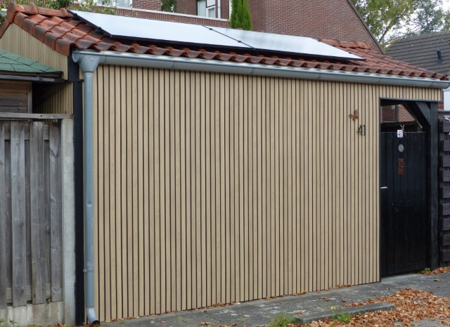 close-up van gevelbekleding van kunststof