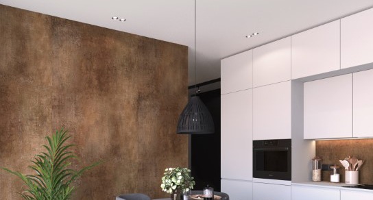 Houtlook SPC wandpanelen gemonteerd in de keuken